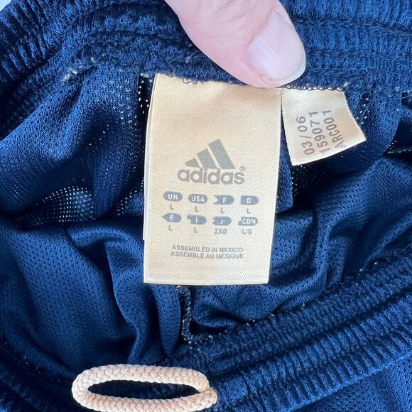 Vintage Adidas Navy Blue Pink Basic Side Stripe Athletic Running Womens Shorts L - Picture 9 of 15